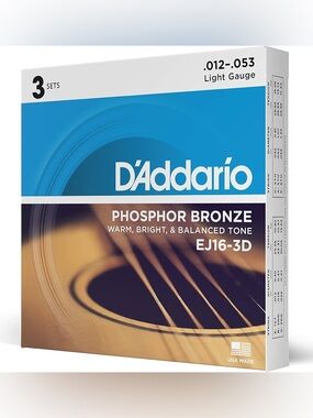 D'Addario EJ16-3D Phosphor Bronze Acoustic Strings